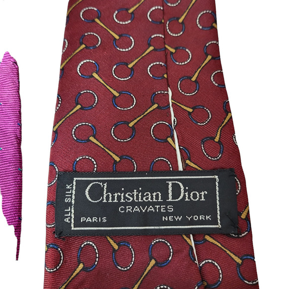 Vintage Christian Dior Silk Ties Lot of 2 Red Pink Barbie Core Flaw # 643 - Picture 6 of 12